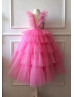 Hot Pink Tulle Tiered Flower Girl Dress